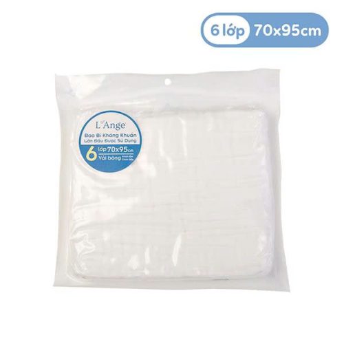 Mã, tên hàng: L’Ange- Khăn tắm vải bông 6 lớp 70×95 – Trắng