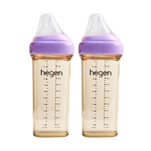 Bộ 2 bình sữa Hegen PPSU 330ml núm ti size L trên 6 tháng, Purple