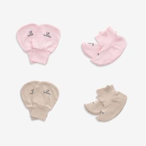 Set 2 bao tay bao chân Siro Bubaby – Hồng nhạt – Be E74 – Freesize