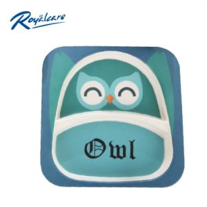 Đĩa ăn dặm chia 2 ngăn từ tre Bamboo kháng khuẩn cho bé Royal care- hình cú mèo