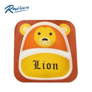 Đĩa ăn dặm chia 2 ngăn từ tre Bamboo kháng khuẩn cho bé Royal care- hình sư tử