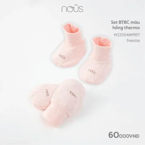 Set Bao tay bao chân màu hồng thermo Nous