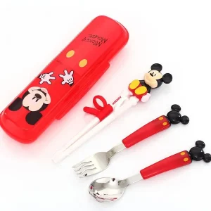 Set Muỗng nĩa Đũa tập ăn cartoon 3D kèm  hộp – Mickey