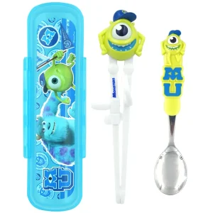 Set muỗng Đũa tập ăn cartoon 3D kèm  hộp  hình Mike (Monsters)