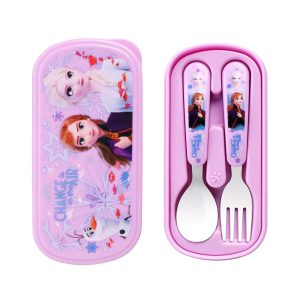 Set muỗng nĩa Cartoon Inox nhỏ kèm hộp in hình -Minnie- hồng