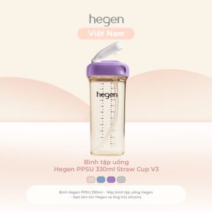 Bình tập uống Hegen Straw Cup PPSU 330ml, Purple