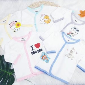 Áo trắng cổ tim dài tay ( Size 1)- CÚN CON