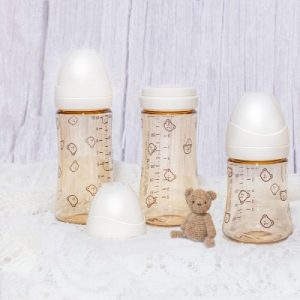 Bộ 2 bình sữa Grosmimi PPSU Dotgom 300ml (không núm ti) – White