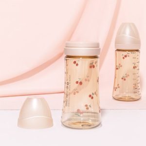 Bộ 2 bình sữa Grosmimi PPSU Cherrish 300ml (không núm ti) – màu Rose Gold