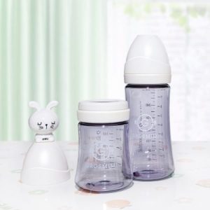 Bộ 2 bình sữa Grosmimi PPSU 300ml (không núm ti) – màu Trắng