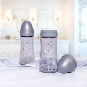 Bộ 2 bình sữa Grosmimi PPSU 300ml (không núm ti) – màu Silver