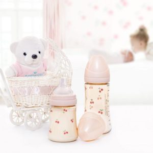 Bộ 2 bình sữa Grosmimi PPSU Cherrish 200ml – màu Rose Gold