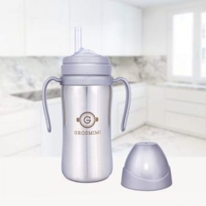 Bình tập uống Grosmimi Stainless Straw CUP 300ml – màu Silver