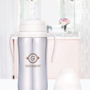 Bình tập uống Grosmimi Stainless Straw CUP 300ml – màu White