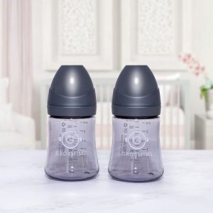 Bộ 2 bình sữa Grosmimi PPSU 200ml (không núm ti) – màu Black
