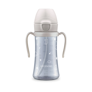Bình tập uống Grosmimi PPSU Straw Cup Ocean 300ml, Cream Beige