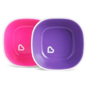 Bộ 2 bát chống trượt Munchkin màu hồng – tím – Set