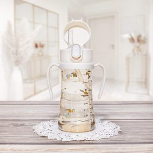 Bình tập uống PPSU Olive Weighed Straw Cup 300ml – màu Trắng