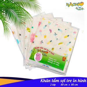 Khăn tắm sợi tre in hình 80x80cm