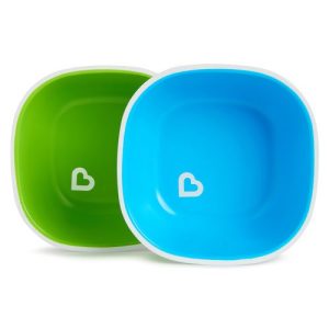 Bộ 2 bát chống trượt munchkin (xanh lá-xanh lơ)