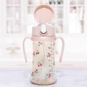 Bình tập uống PPSU Cherrish Weighed Straw CUP 300ml – màu Rose Gold
