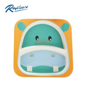 Đĩa ăn dặm chia 2 ngăn từ tre Bamboo kháng khuẩn cho bé Royal care- hình hà mã