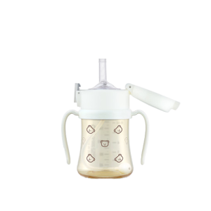 Bình tập uống PPSU Dotgom Weighed Straw CUP 200ml – màu White