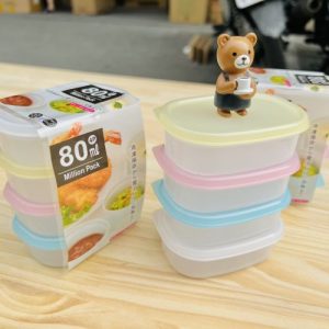 Set 4 hộp nhựa 80ml nắp dẻo, màu sắc