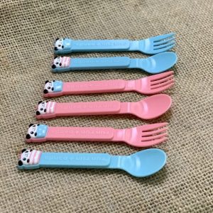 Set 6 thìa, dĩa nhựa cho bé hình gấu trúc