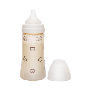 Bình sữa Grosmimi PPSU Dotgom Feeding Bottle 300ml núm ti dành cho bé 3-5 tháng tuổi – màu White