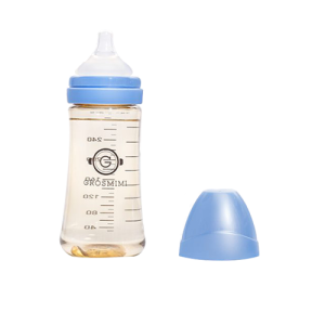 Bình sữa Grosmimi PPSU 300ml và núm ti số 2 dành cho bé từ 5-8 tháng tuổi – màu Sky Blue