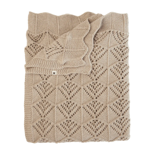Mền 100% Organic Bibs Knitted Blanket Wavy, size 70x100cm, Vanilla