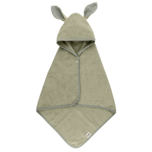 Áo choàng tắm có nón 100% cotton Organic Bibs Kangaroo Hoodie Towel, size 65x65cm, Sage