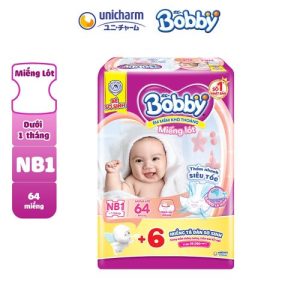 Tã dán Bobby NB1 miếng lót 64+6 miếng dưới 1 tháng
