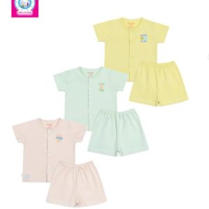 Bộ ngắn màu cài giữa Hello Baby