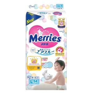 Bỉm – Tã dán Merries L 54 miếng (Cho bé 9-14 kg)