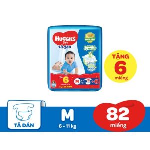 Bỉm – Tã Dán Huggies M 76+6 miếng ( Cho bé từ 6-11KG)