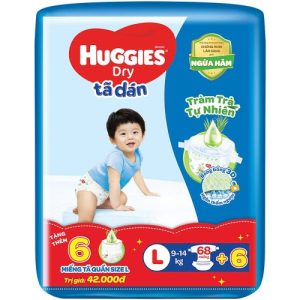 Bỉm – Tã Dán Huggies L 68+6 miếng ( Cho bé từ 9-14KG)