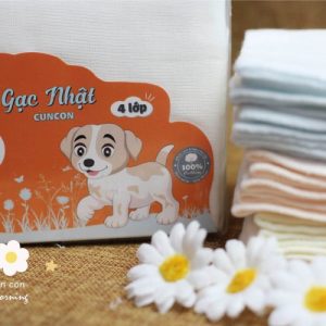Khăn sữa gạc nhật CÚN CON 4 lớp (25x28cm), 10 cái