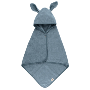 Áo choàng tắm có nón 100% cotton Organic Bibs Kangaroo Hoodie Towel, size 65x65cm, Petrol
