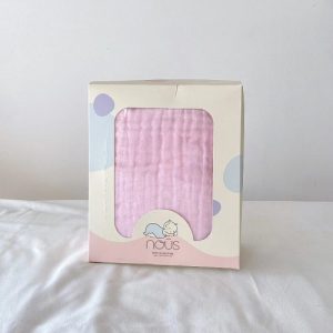 Khăn tắm Muslin 6 lớp màu hồng 110*110cm