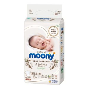 Bỉm – Tã dán Moony Natural Newborn 62 miếng( cho bé dưới 5kg)