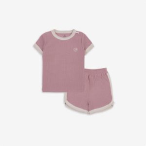 BUBABY- Bộ ngắn tay cổ tròn – Hồng đỏ