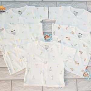 Áo họa tiết cổ tim ngắn tay ( Size 1) – CÚN CON