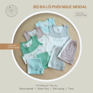 Bộ ba lỗ phối ngực Modal Hrnee Màu xanh pastel