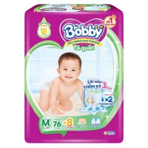 Bỉm – Tã quần Bobby size M – 76 + 8 miếng (Cho bé 6 – 11kg)
