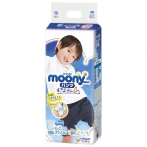 Bỉm – Tã quần Moony size XXL bé trai 26 miếng (13-28kg)