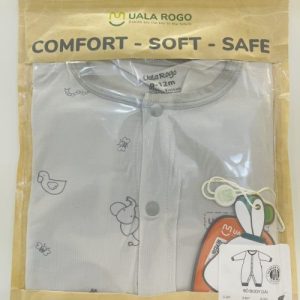 Uala Rogo-Bộ Body dài Bamboo phối họa tiết- Xám