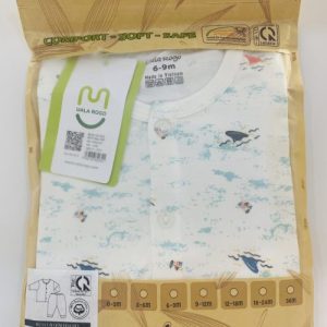 Uala Rogo-Dài tay cài giữa peptit họa tiết- Trắng