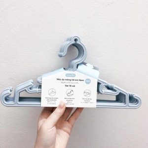 Set 10 Móc treo quần áo trẻ em Inochi màu xanh